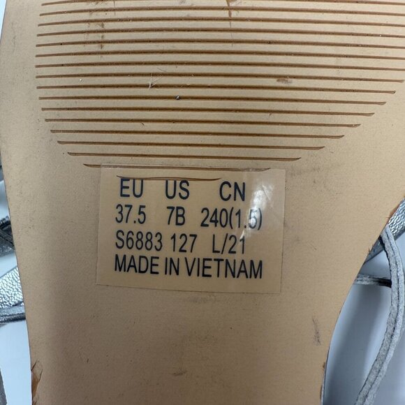 Stuart Weitzman Anita Metallic Leather Ankle Strap Flat Sandals Women's 7 NWOB - Picture 16 of 16